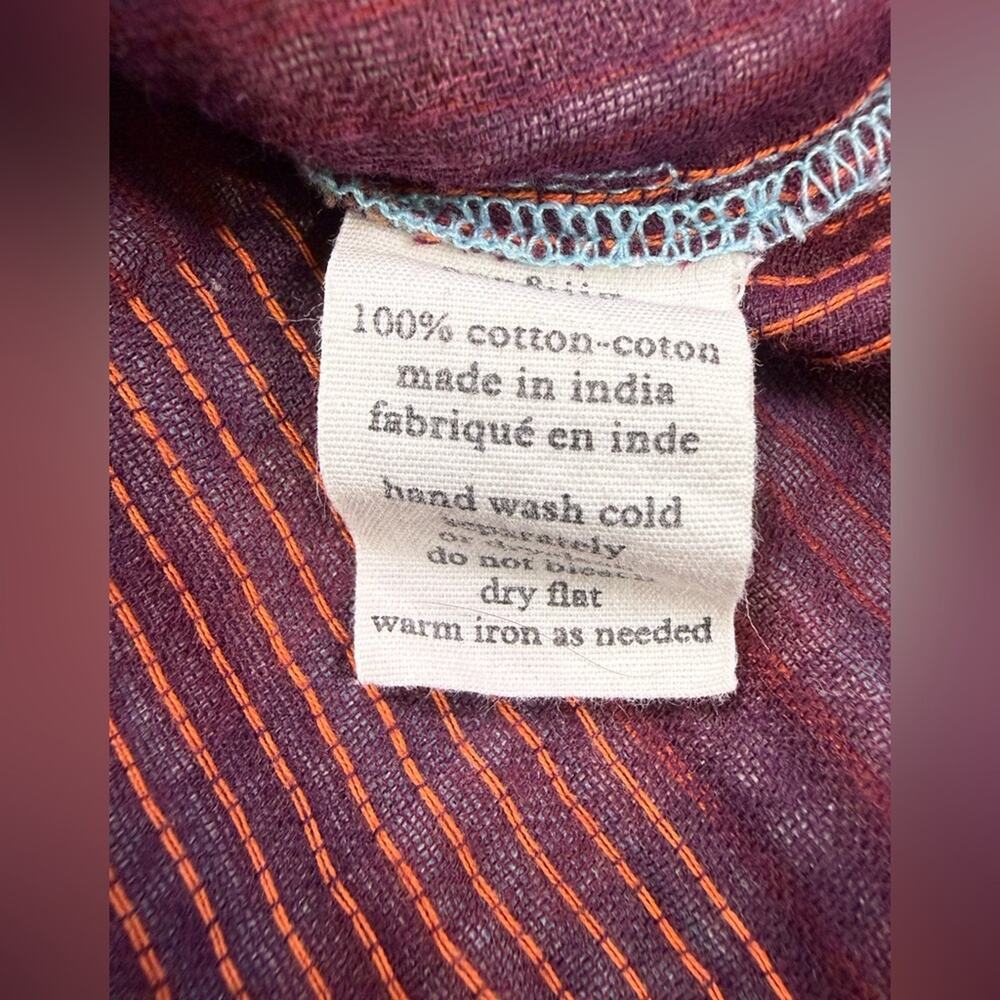 Ace & Jig Gauze Cotton Ruffle Blouse Striped Blue Brown Button Front Size XS - Picture 6 of 9